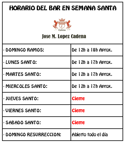 Horario ss Cadena